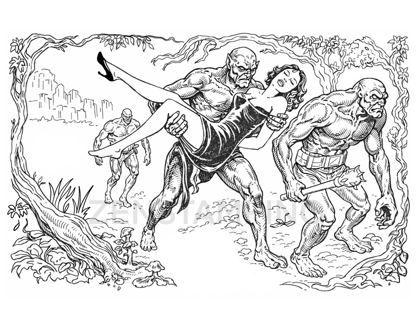 12 Printable Retro Sci-Fi Coloring Pages (PDF .zip)