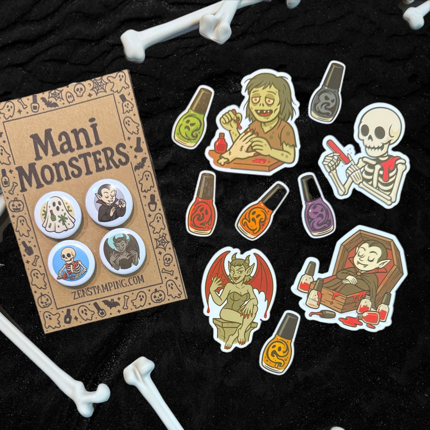 Mani Monsters Magnet and Sticker Set